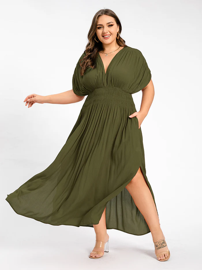 Sexy Slit V-Neck Maxi Dress