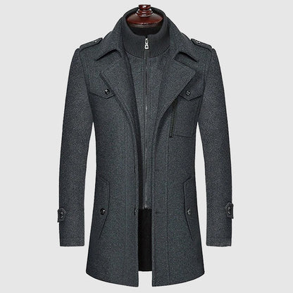 Sleek Mid-Length Wool Blend Coat Men