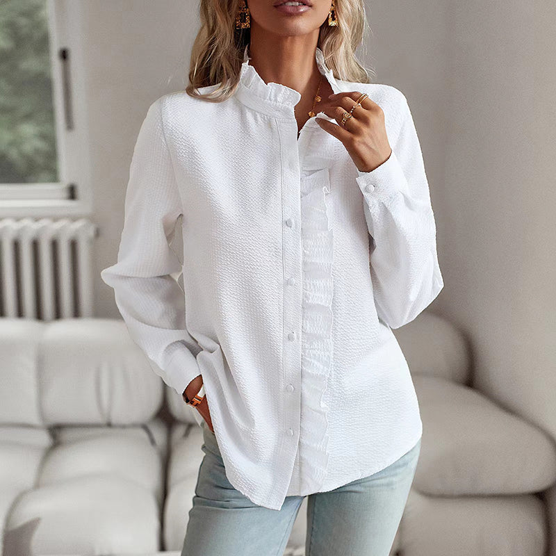 Sofie Malou Button-Front Ruffle Shirt
