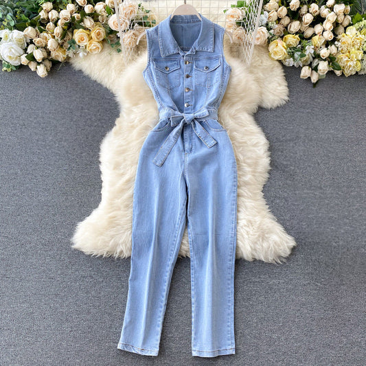 Sofie Malou Retro Denim Jumpsuit