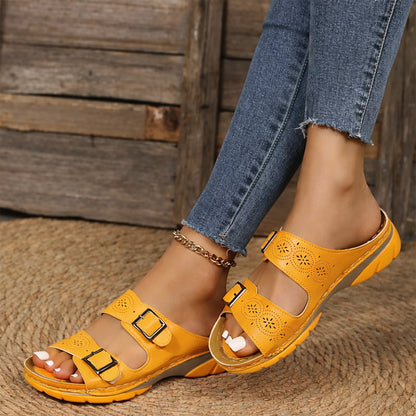 Sofie Malou Double Buckle Slide Sandals