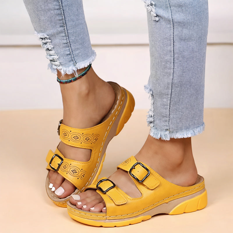 Sofie Malou Double Buckle Slide Sandals