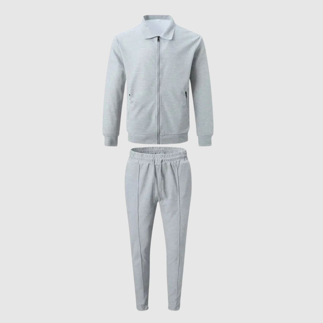 Solid Knit Athletic Tracksuit - 2-Piece Jacket & Joggers Set