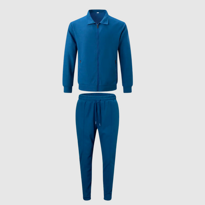 Solid Knit Athletic Tracksuit - 2-Piece Jacket & Joggers Set