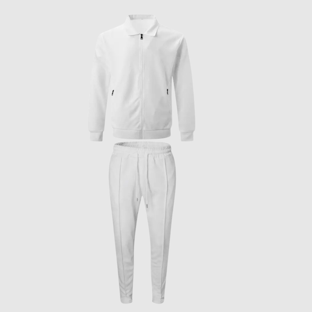 Solid Knit Athletic Tracksuit - 2-Piece Jacket & Joggers Set