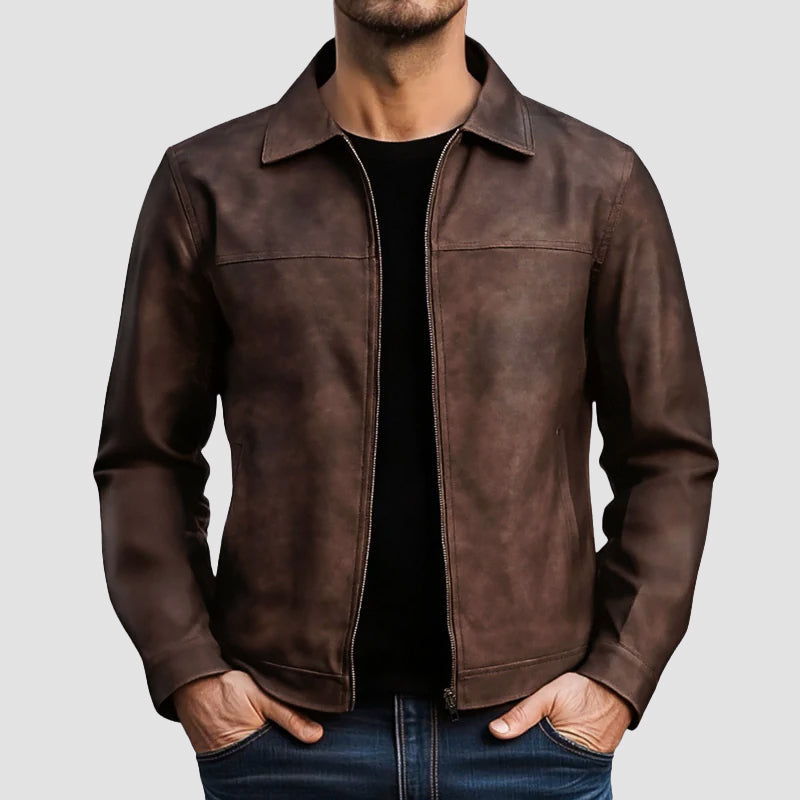 Tailored Faux Leather Biker Jacket for Men