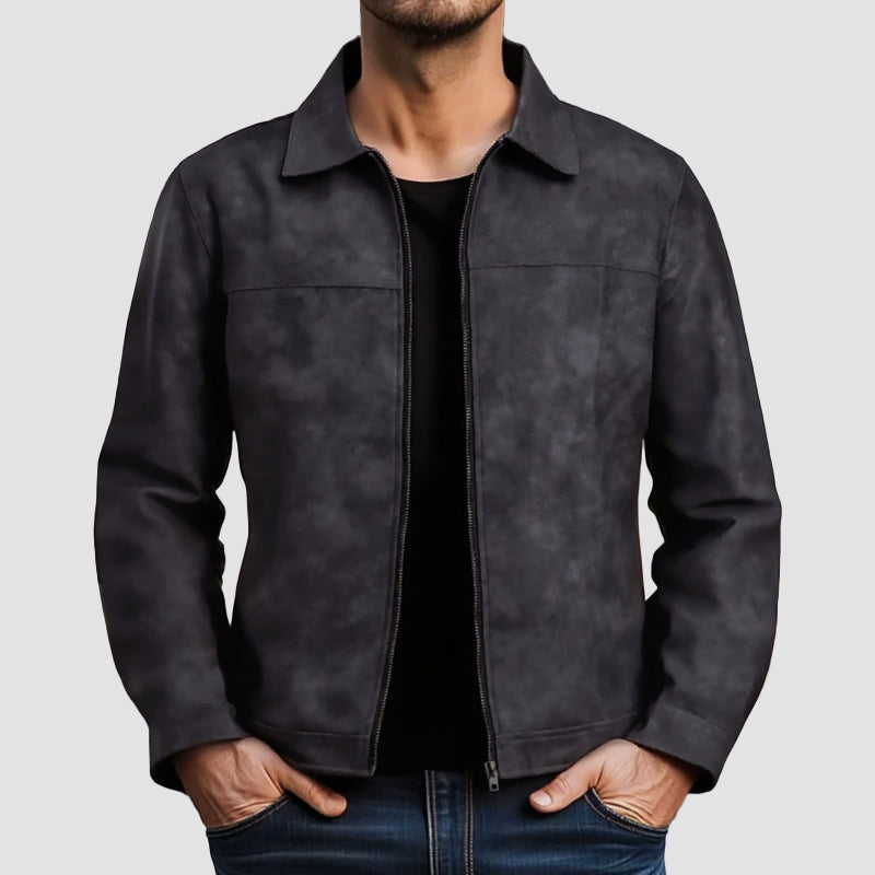 Tailored Faux Leather Biker Jacket for Men