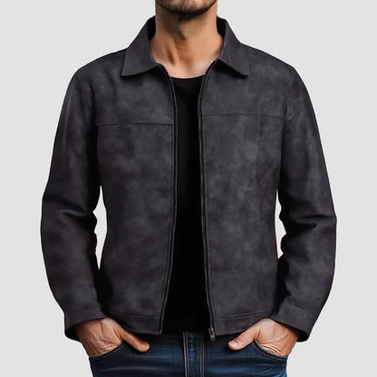 Tailored Faux Leather Biker Jacket for Men