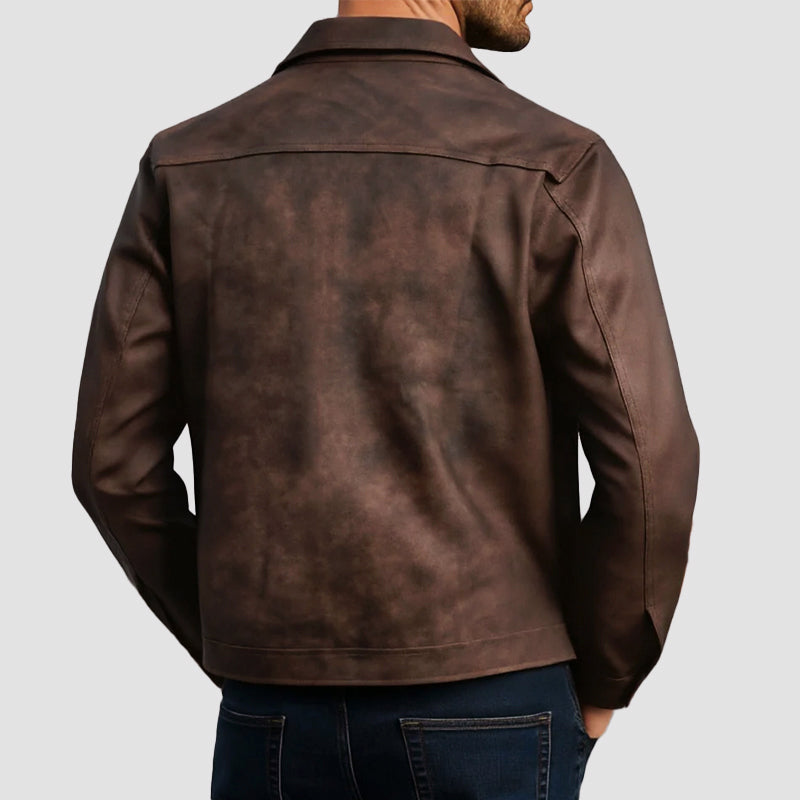 Tailored Faux Leather Biker Jacket for Men
