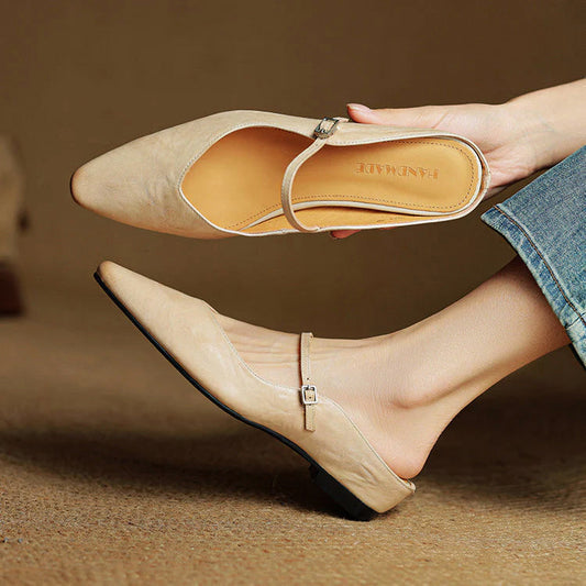 Velisse Genuine Leather Pointed Flats