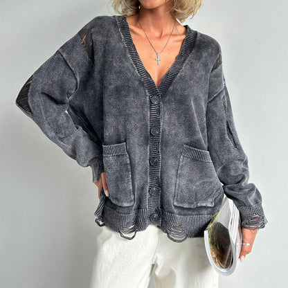 Versatile V-Neck Women’s Cotton Cardigan