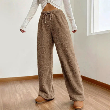 Wide-Leg Fleece Lounge Pants for Women