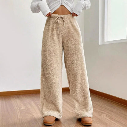 Wide-Leg Fleece Lounge Pants for Women