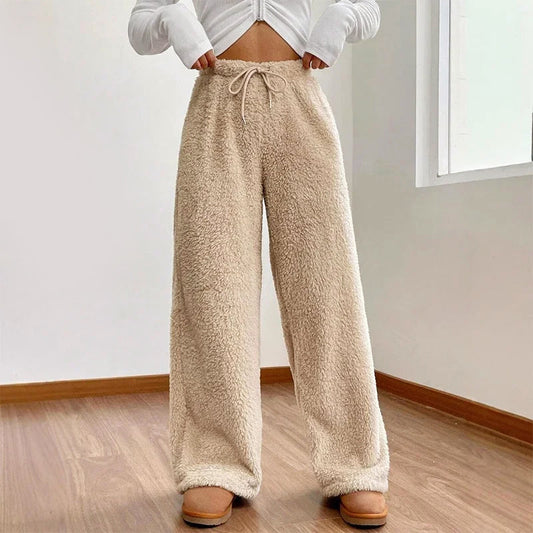 Wide-Leg Fleece Lounge Pants for Women