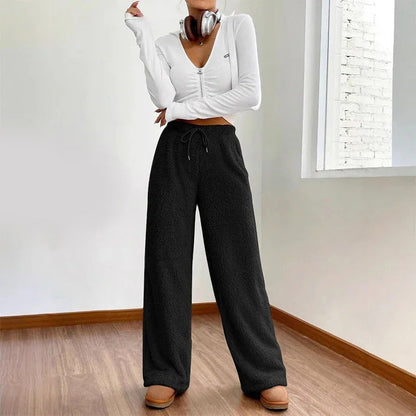 Wide-Leg Fleece Lounge Pants for Women