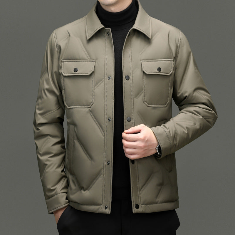 Winter Casual Men's Down Jacket - Warm Lapel Design