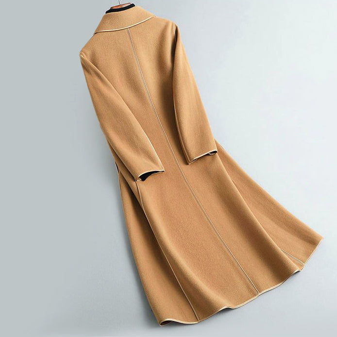 Women’s A-Line Long Coat with Rounded Collar