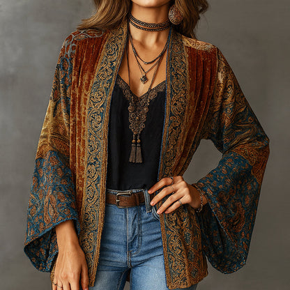 Women’s Bohemian Velvet Open Cardigan