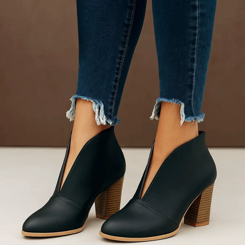 Women’s Cutout Ankle Boots with Block Heel