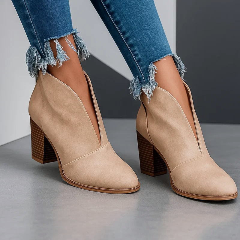 Women’s Cutout Ankle Boots with Block Heel