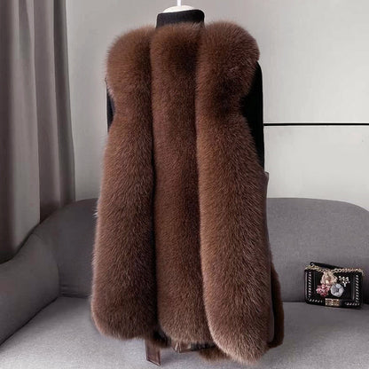 Women’s Faux Fur Vest with Leather Belt Design