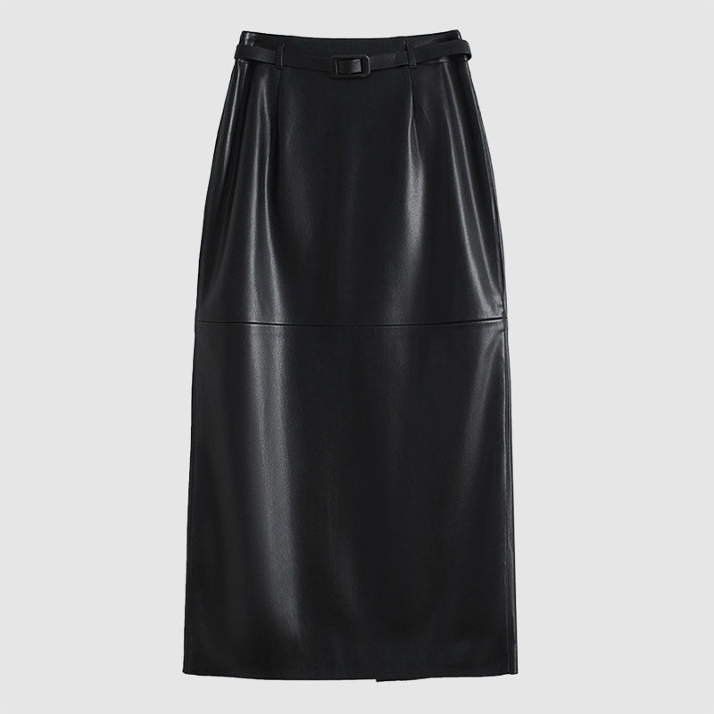 Women’s Genuine Leather Pencil Midi Skirt