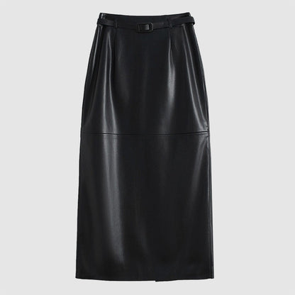 Women’s Genuine Leather Pencil Midi Skirt