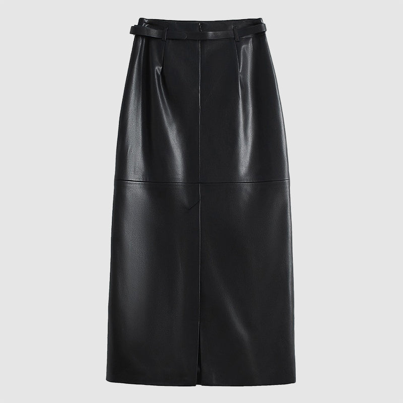 Women’s Genuine Leather Pencil Midi Skirt