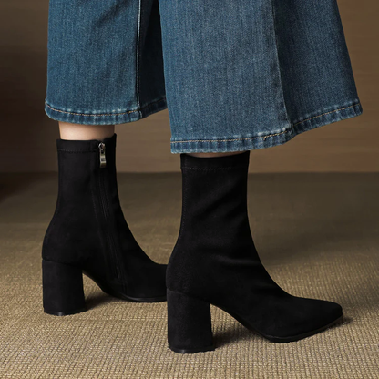 Women’s Genuine Suede Ankle Boots with Block Heel