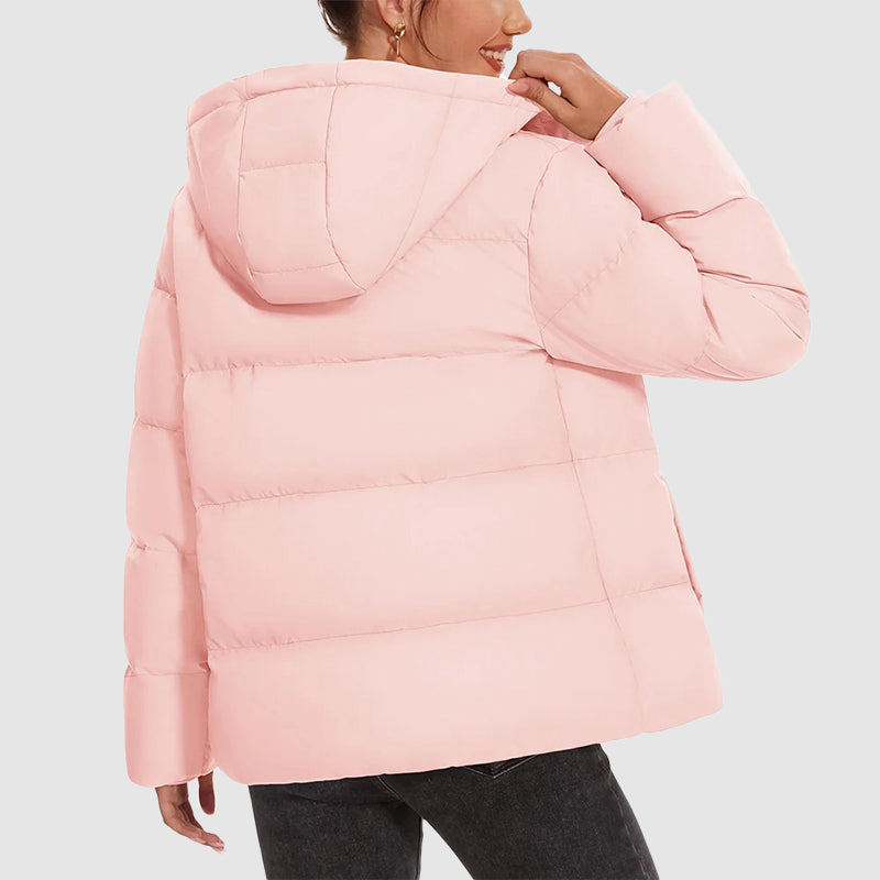 Women’s Hooded Down Puffer Jacket with Water-Resistant Shell