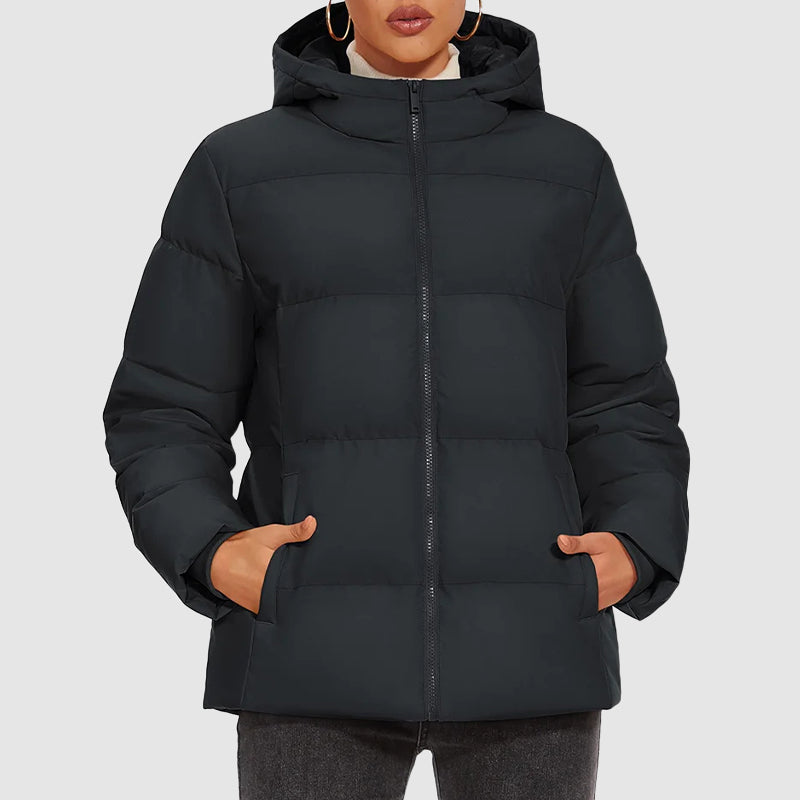 Women’s Hooded Down Puffer Jacket with Water-Resistant Shell