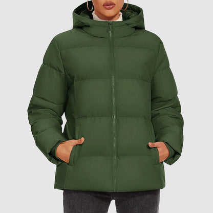 Women’s Hooded Down Puffer Jacket with Water-Resistant Shell