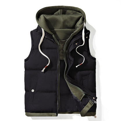Women’s Hooded Puffer Vest with Layered Look and Front Pockets
