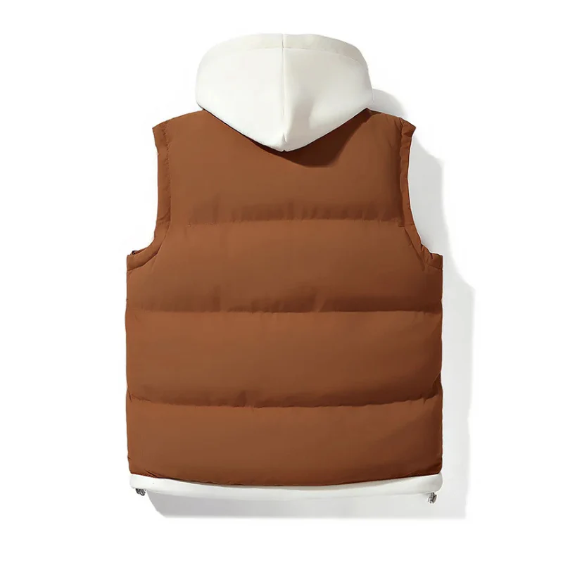Women’s Hooded Puffer Vest with Layered Look and Front Pockets