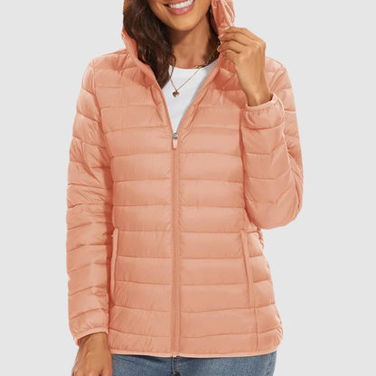 Women’s Lightweight Hooded Puffer Jacket with Zip Pockets
