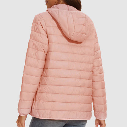 Women’s Lightweight Hooded Puffer Jacket with Zip Pockets