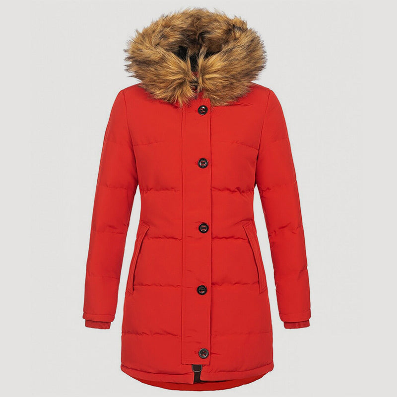 Women’s Longline Winter Parka with Faux-Fur Hood