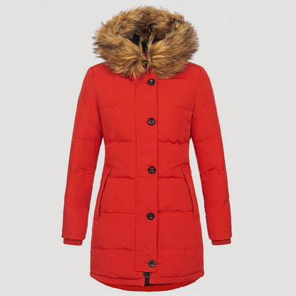 Women’s Longline Winter Parka with Faux-Fur Hood