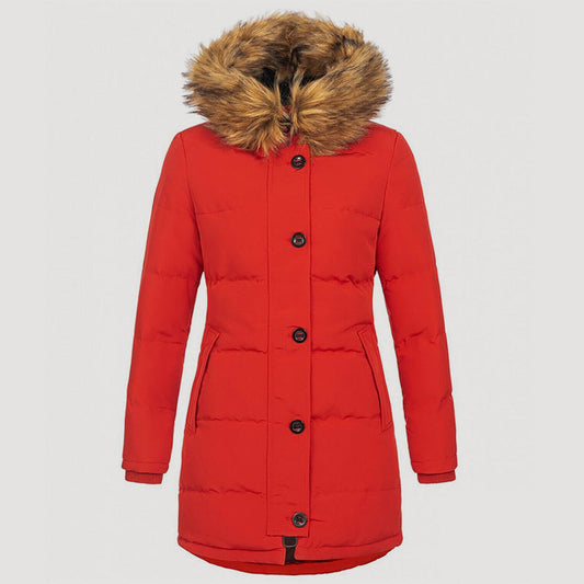 Women’s Longline Winter Parka with Faux-Fur Hood