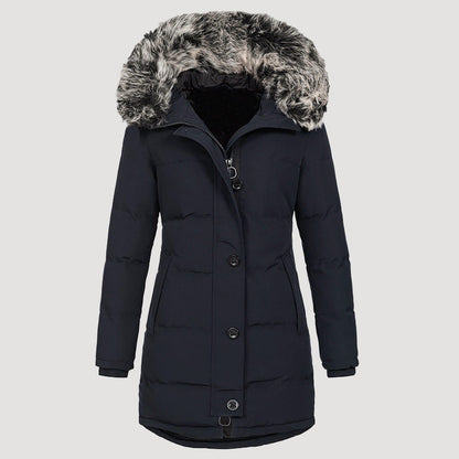 Women’s Longline Winter Parka with Faux-Fur Hood