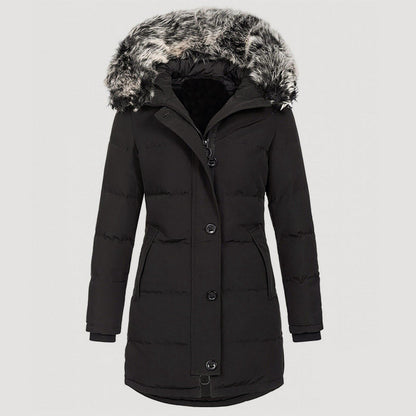 Women’s Longline Winter Parka with Faux-Fur Hood