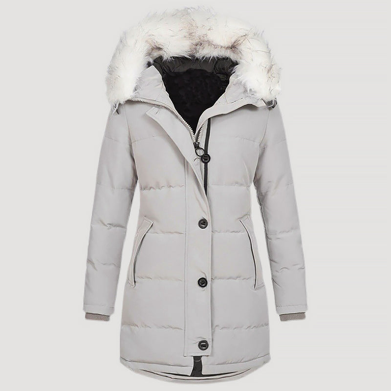 Women’s Longline Winter Parka with Faux-Fur Hood