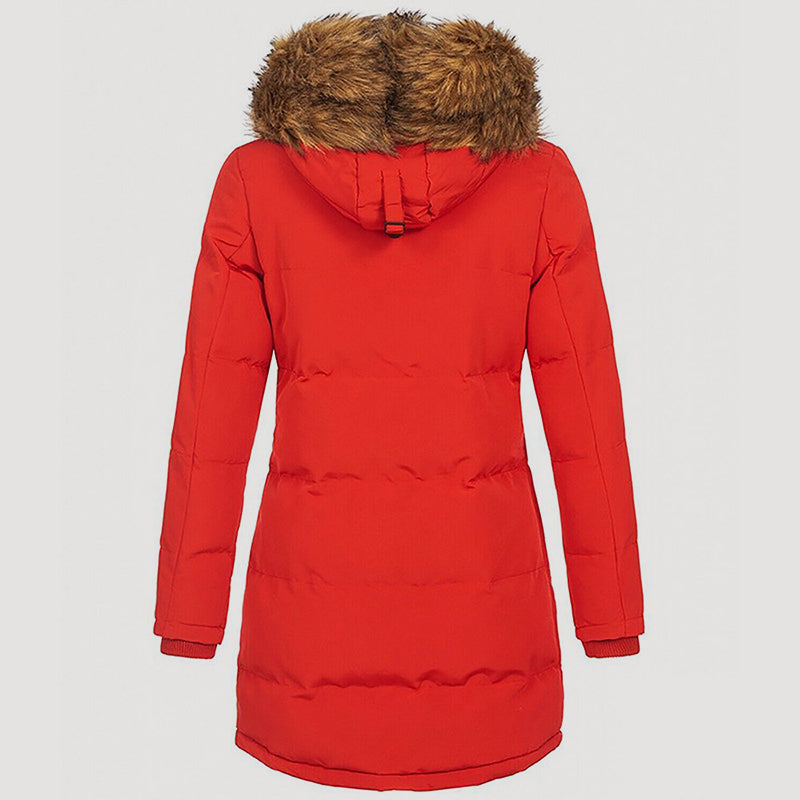 Women’s Longline Winter Parka with Faux-Fur Hood