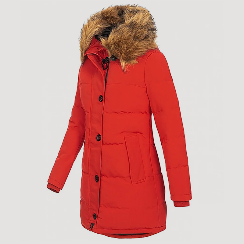 Women’s Longline Winter Parka with Faux-Fur Hood