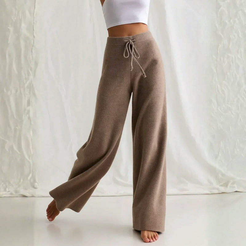Women’s Lounge Knit Pants with Relaxed Wide Leg Fit