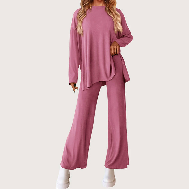 Women’s Lounge Set with Top and Wide-Leg Pants