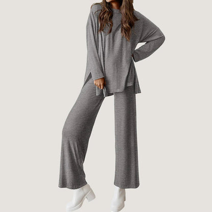 Women’s Lounge Set with Top and Wide-Leg Pants