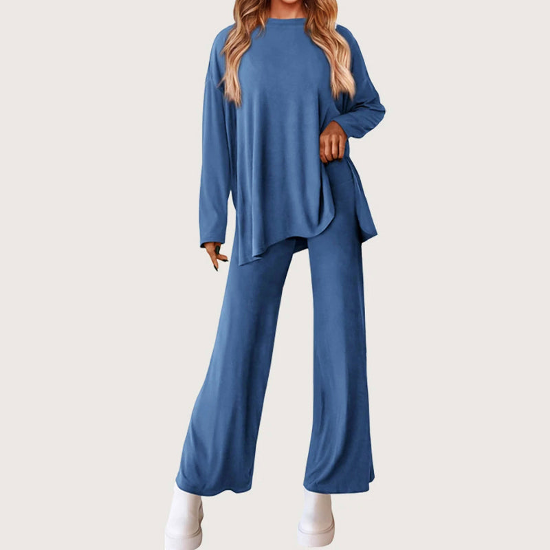 Women’s Lounge Set with Top and Wide-Leg Pants