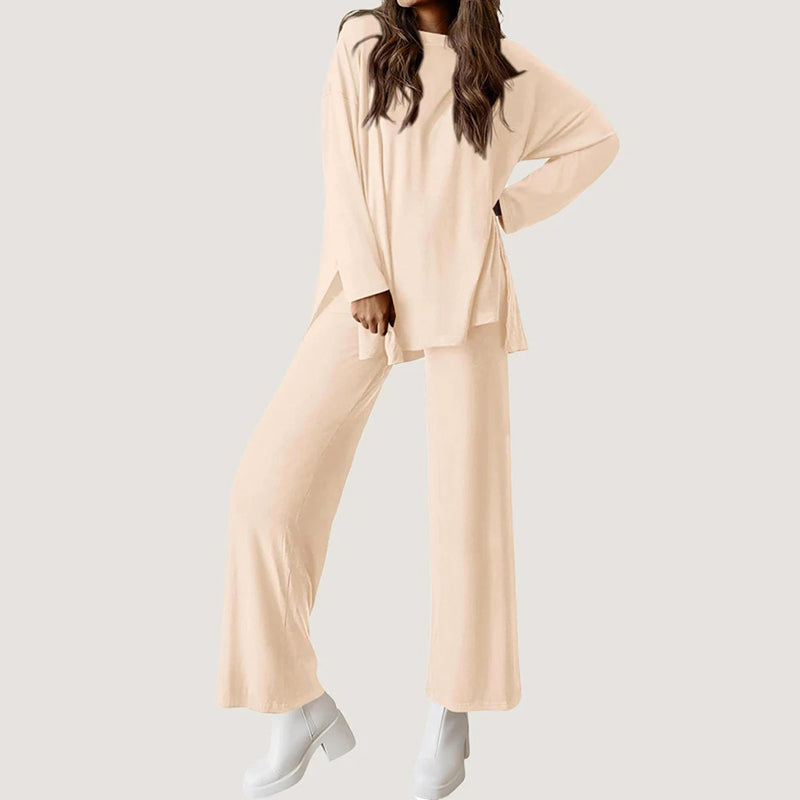 Women’s Lounge Set with Top and Wide-Leg Pants
