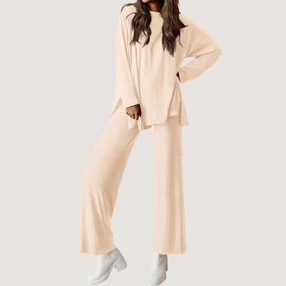 Women’s Lounge Set with Top and Wide-Leg Pants